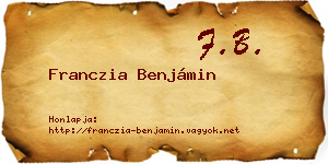 Franczia Benjámin névjegykártya